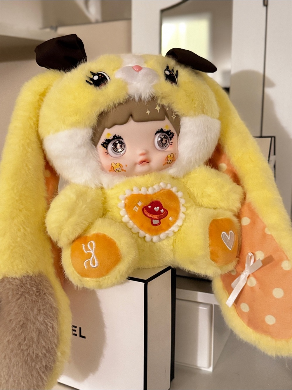 Yellow Bunny Plush Hooded Doll Outfit - Kids Accessories